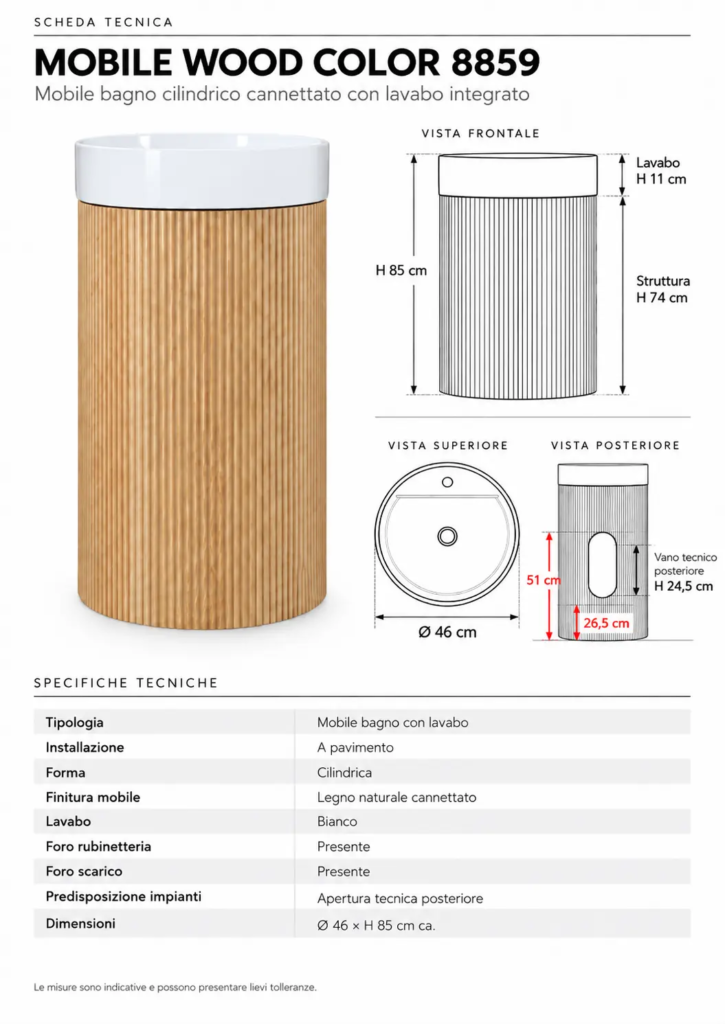 Scheda Tecnica Mobile Wood Color 8859